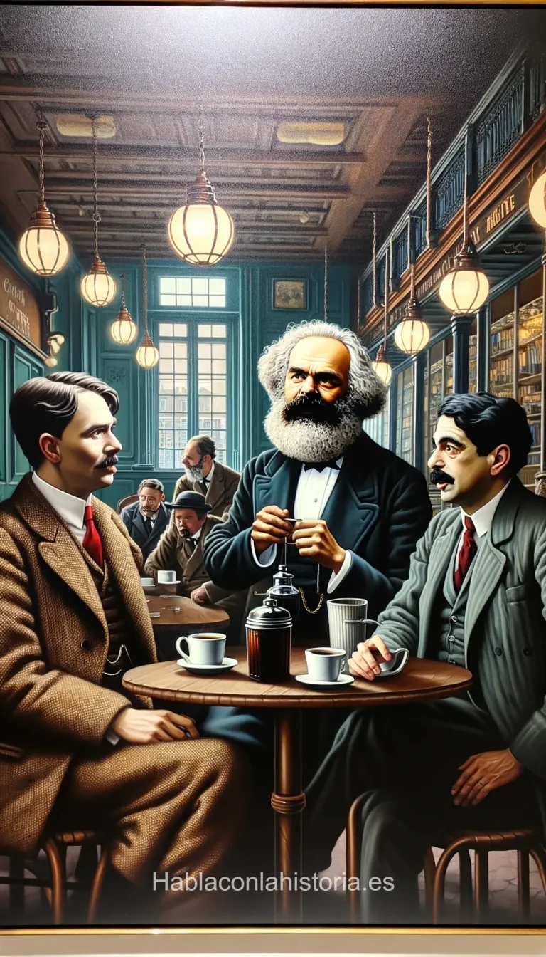 John Maynard Keynes, Karl Marx, and Milton Friedman debatiendo debate Inteligencia artificial
