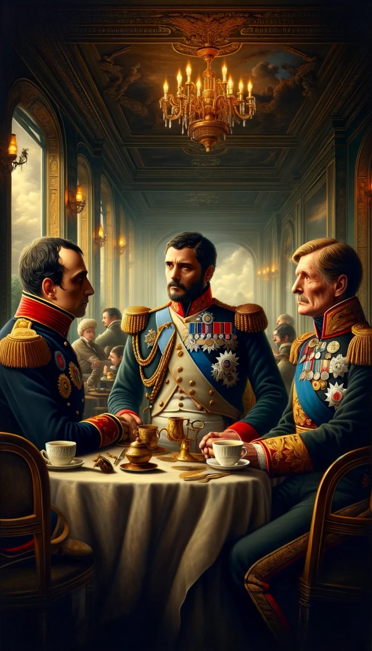 Napoleón Bonaparte, Fernando VII de España, y el Duque de Wellington