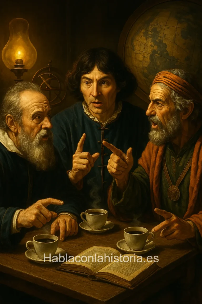 Galileo Galilei, Nicolás Copérnico y Claudio Ptolomeo