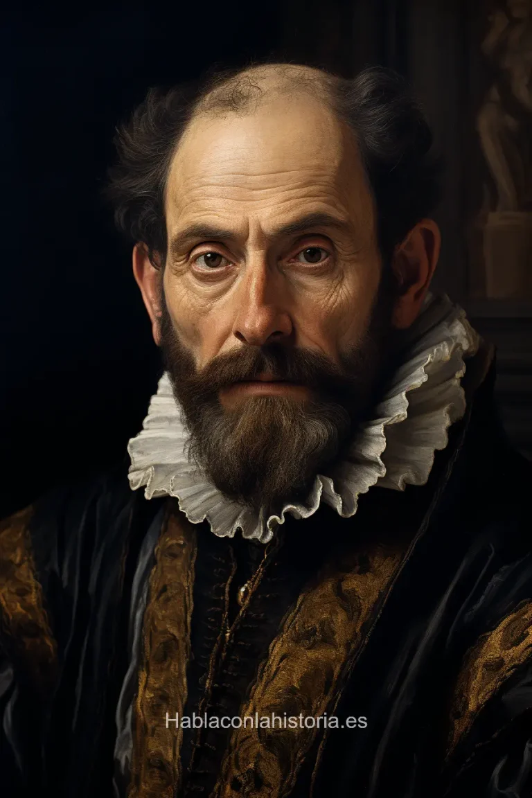 Imagen realista de El Greco, pintor renacentista, creada por inteligencia artificial. Muestra su estilo único, obras emblemáticas y proporciona citas famosas, simulación de diálogo interactivo y recursos formativos.