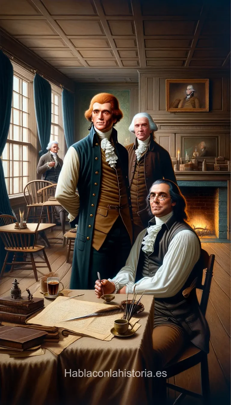 Thomas Jefferson, John Addams y Benjamin Franklin