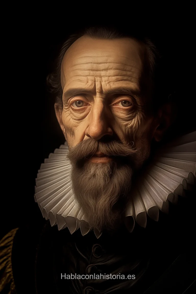 Imagen realista de Miguel de Cervantes, creador de Don Quijote, generada por IA. Contiene citas célebres, diálogos de chat IA y actividades didácticas.