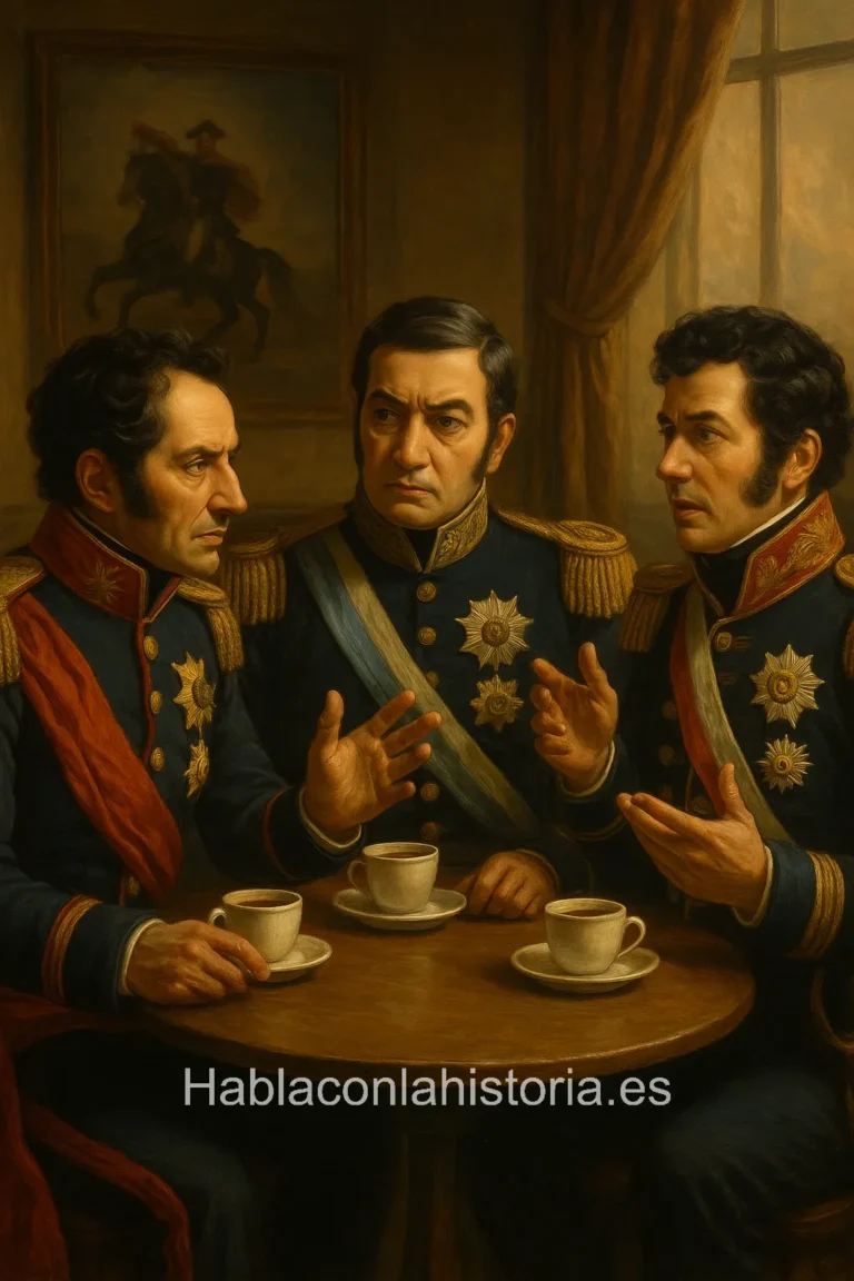 Simón Bolívar, José de San Martín y Bernardo O'Higgins