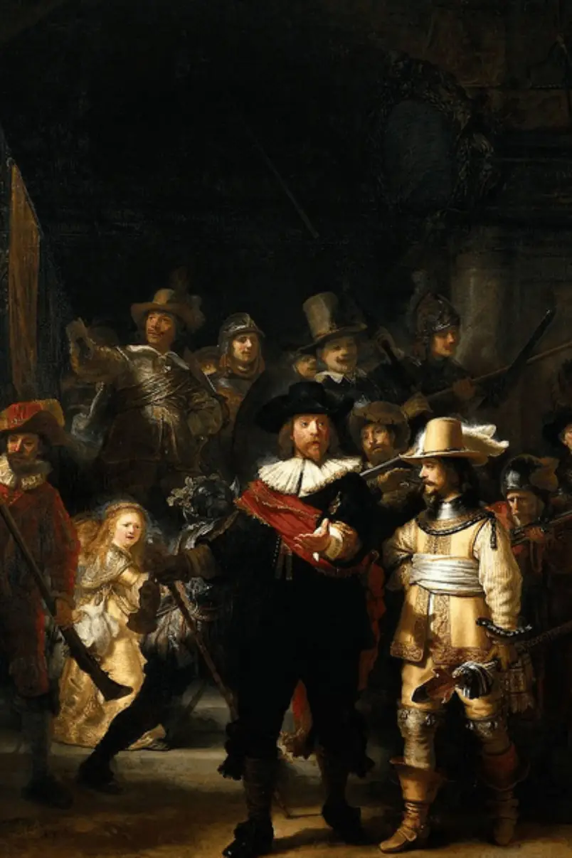 La ronda de noche de rembrandt con IA